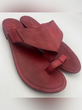 FREE PEOPLE San Antoni all Leather Slide Sandal Dark Red Women’s Size 39.5